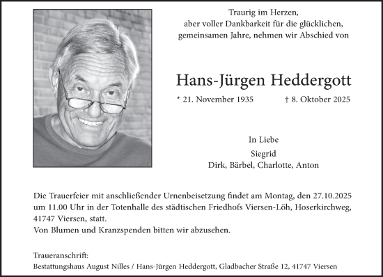 Traueranzeige von Hans-Jürgen Heddergott von trauer.panorama-anzeigenblatt.de