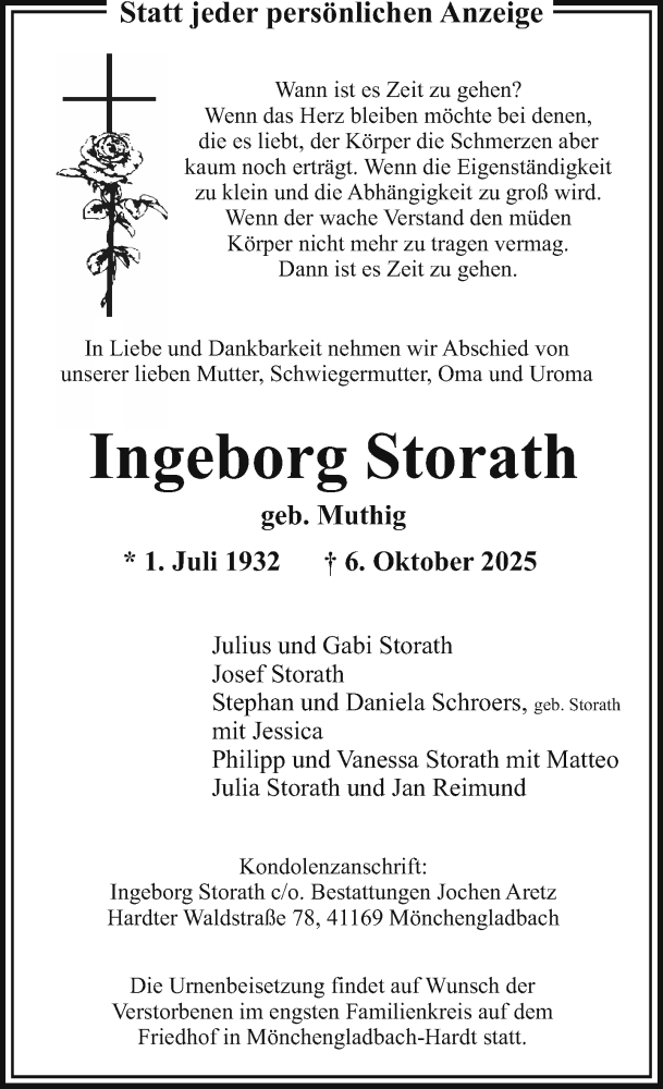  Traueranzeige für Ingeborg Storath vom 19.10.2025 aus trauer.panorama-anzeigenblatt.de