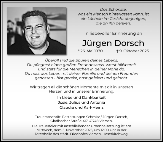Traueranzeige von Jürgen Dorsch von trauer.panorama-anzeigenblatt.de