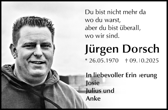 Traueranzeige von Jürgen Dorsch von trauer.panorama-anzeigenblatt.de