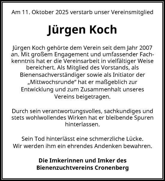 Traueranzeige von Jürgen Koch von trauer.wuppertaler-rundschau.de