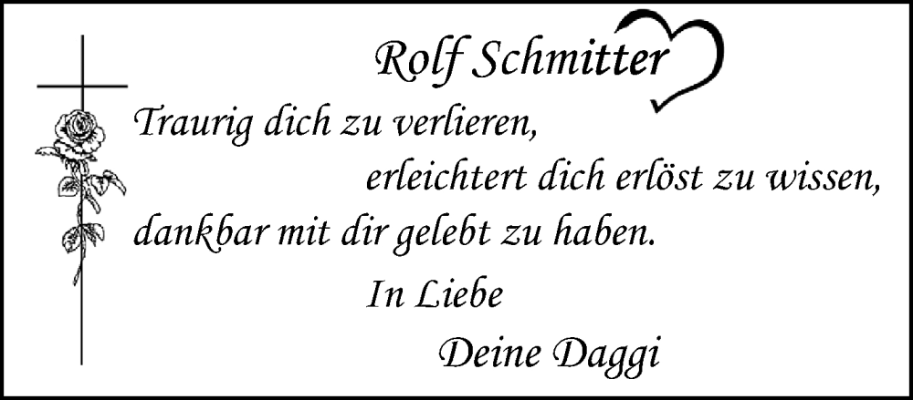  Traueranzeige für Rolf Schmitter vom 19.10.2025 aus trauer.panorama-anzeigenblatt.de