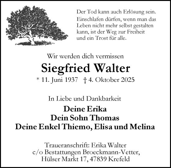 Traueranzeige von Siegfried Walter von trauer.panorama-anzeigenblatt.de