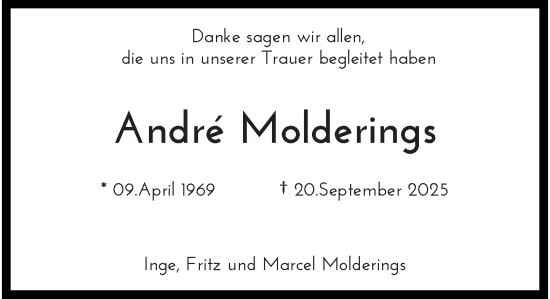 Traueranzeige von André Molderings von trauer.panorama-anzeigenblatt.de