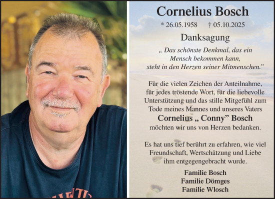 Traueranzeige von Cornelius Bosch von trauer.panorama-anzeigenblatt.de