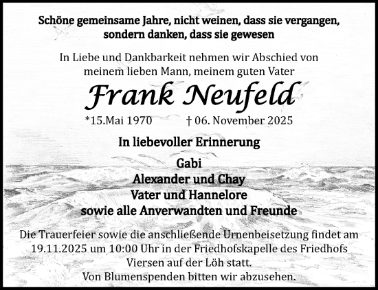 Traueranzeige von Frank Neufeld von trauer.panorama-anzeigenblatt.de