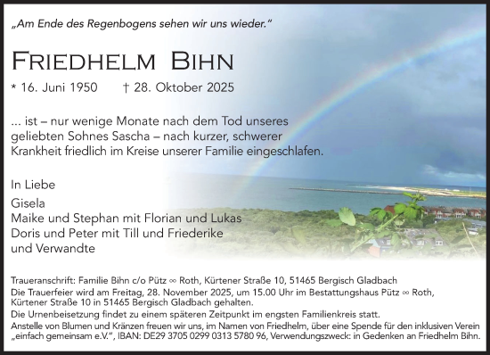 Traueranzeige von Friedhelm Bihn von trauer.panorama-anzeigenblatt.de