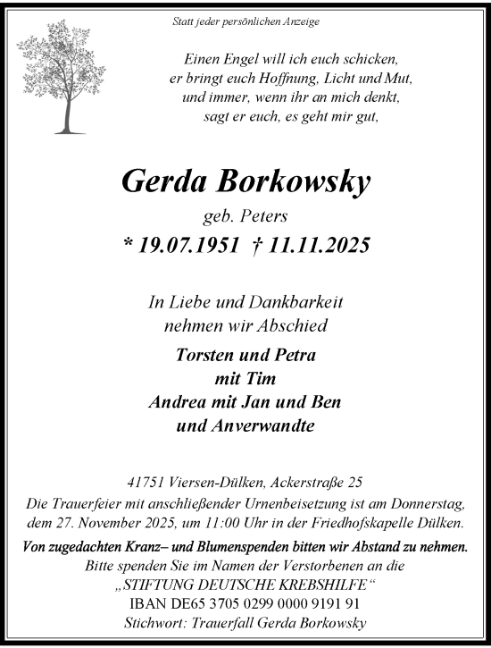 Traueranzeige von Gerda Borkowsky von trauer.panorama-anzeigenblatt.de