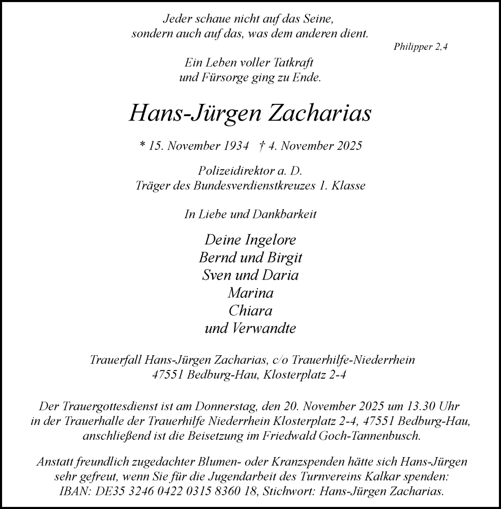  Traueranzeige für Hans-Jürgen Zacharias vom 16.11.2025 aus trauer.panorama-anzeigenblatt.de