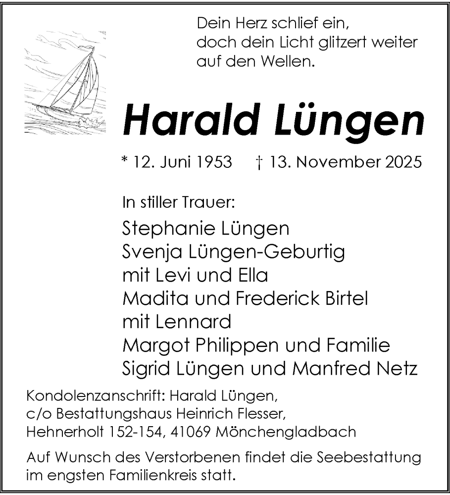  Traueranzeige für Harald Lüngen vom 23.11.2025 aus trauer.panorama-anzeigenblatt.de