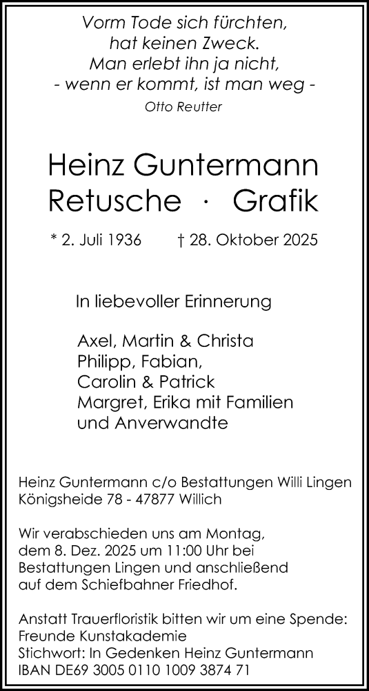 Traueranzeige von Heinz Guntermann von trauer.panorama-anzeigenblatt.de
