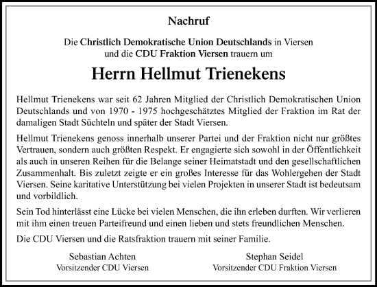 Traueranzeige von Hellmut Trienekens von trauer.panorama-anzeigenblatt.de