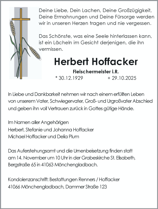 Traueranzeige von Herbert Hoffacker von trauer.panorama-anzeigenblatt.de
