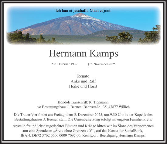 Traueranzeige von Hermann Kamps von trauer.panorama-anzeigenblatt.de