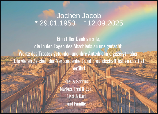 Traueranzeige von Jochen Jacob von trauer.panorama-anzeigenblatt.de