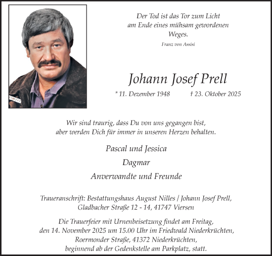 Traueranzeige von Johann Josef Prell von trauer.panorama-anzeigenblatt.de