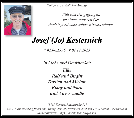 Traueranzeige von Josef Kesternich von trauer.panorama-anzeigenblatt.de