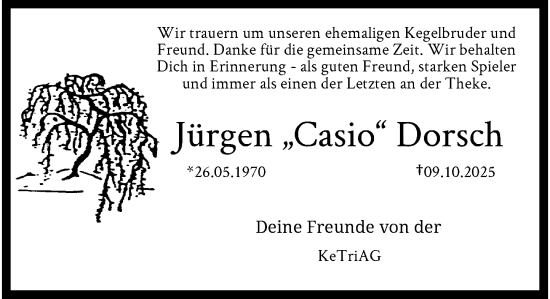 Traueranzeige von Jürgen Dorsch von trauer.panorama-anzeigenblatt.de