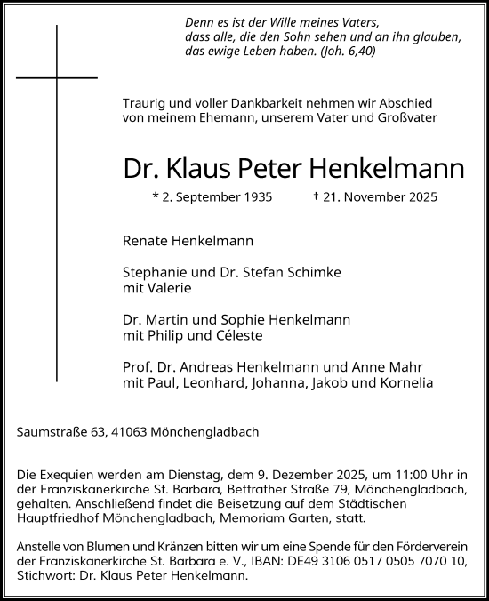 Traueranzeige von Klaus Peter Henkelmann von trauer.panorama-anzeigenblatt.de