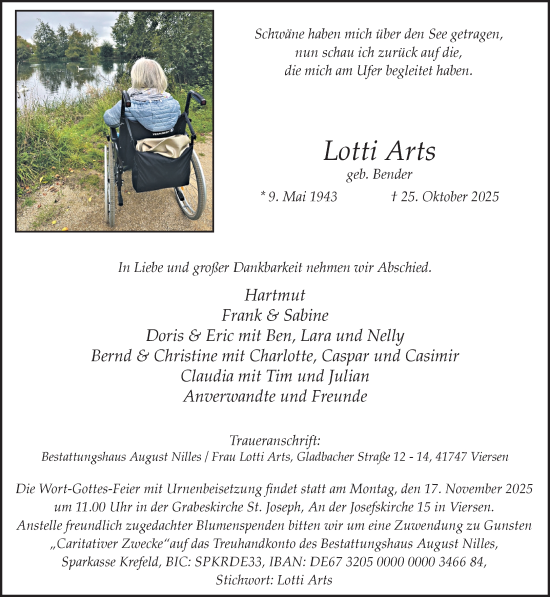 Traueranzeige von Lotti Arts von trauer.panorama-anzeigenblatt.de
