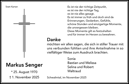 Traueranzeige von Markus Senger von trauer.panorama-anzeigenblatt.de