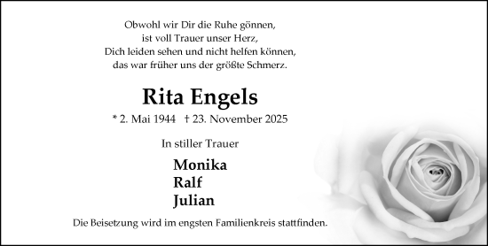 Traueranzeige von Rita Engels von trauer.panorama-anzeigenblatt.de
