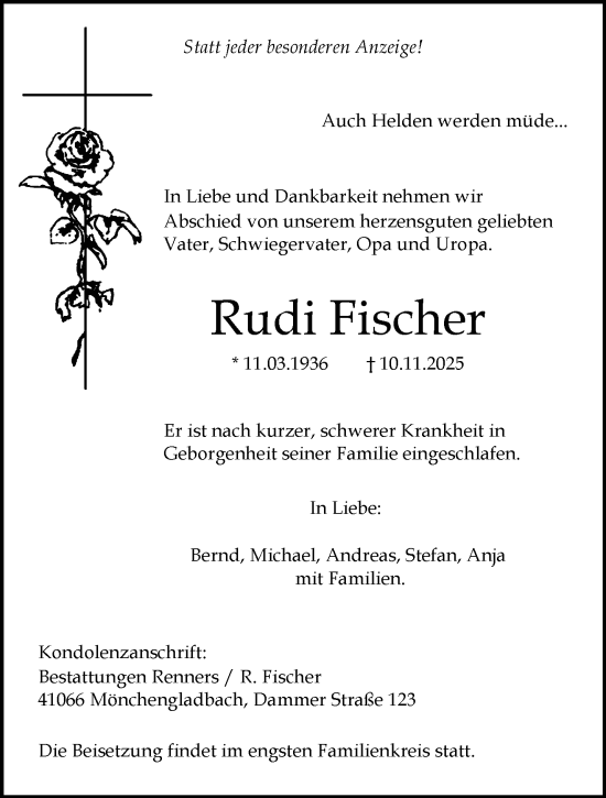 Traueranzeige von Rudi Fischer von trauer.panorama-anzeigenblatt.de