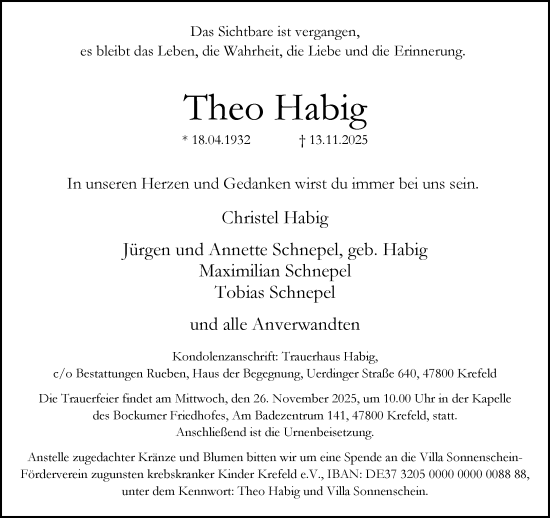 Traueranzeige von Theo Habig von trauer.panorama-anzeigenblatt.de