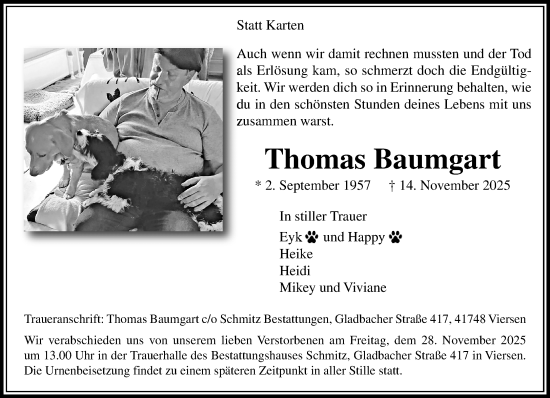 Traueranzeige von Thomas Baumgart von trauer.panorama-anzeigenblatt.de