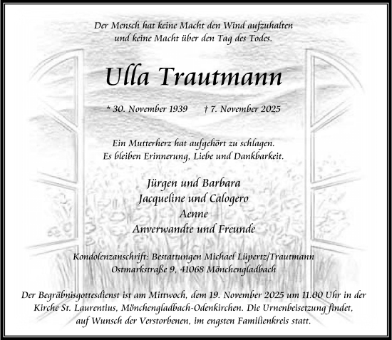 Traueranzeige von Ulla Trautmann von trauer.panorama-anzeigenblatt.de