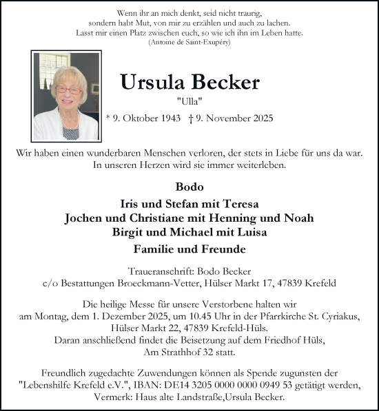 Traueranzeige von Ursula Becker von trauer.panorama-anzeigenblatt.de