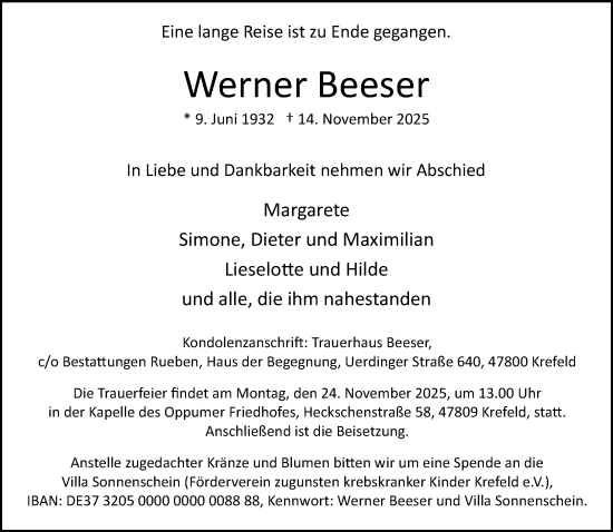 Traueranzeige von Werner Beeser von trauer.panorama-anzeigenblatt.de