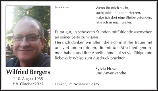 Traueranzeige von Wilfried Bergers von trauer.panorama-anzeigenblatt.de