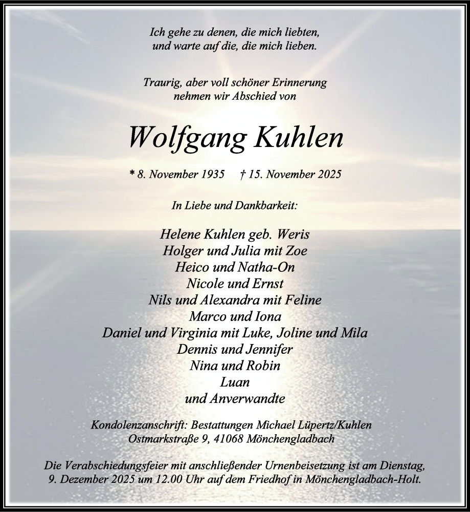  Traueranzeige für Wolfgang Kuhlen vom 30.11.2025 aus trauer.panorama-anzeigenblatt.de