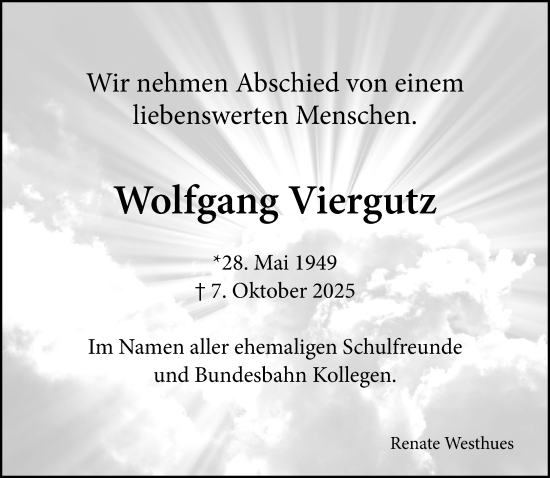 Traueranzeige von Wolfgang Viergutz von trauer.panorama-anzeigenblatt.de