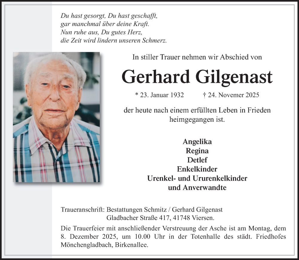  Traueranzeige für Gerhard Gilgenast vom 07.12.2025 aus trauer.panorama-anzeigenblatt.de