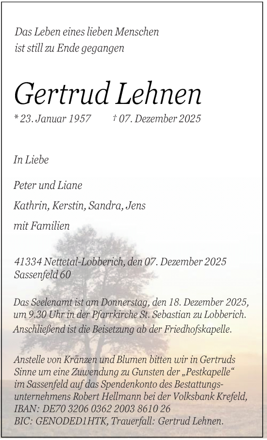 Traueranzeige von Gertrud Lehnen von trauer.panorama-anzeigenblatt.de