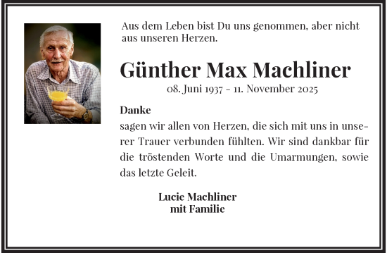 Traueranzeige von Günther Max Machliner von trauer.panorama-anzeigenblatt.de