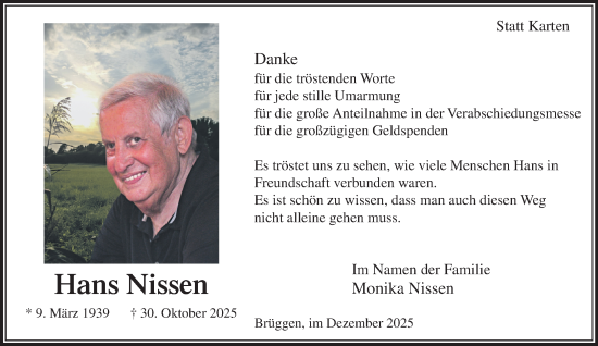 Traueranzeige von Hans Nissen von trauer.panorama-anzeigenblatt.de