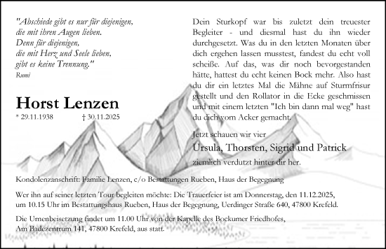 Traueranzeige von Horst Lenzen von trauer.panorama-anzeigenblatt.de