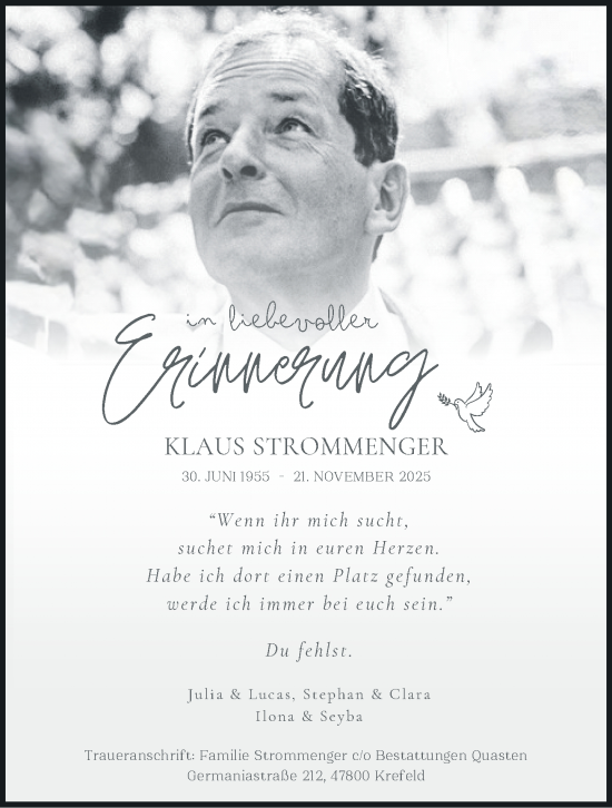 Traueranzeige von Klaus Strommenger von trauer.panorama-anzeigenblatt.de