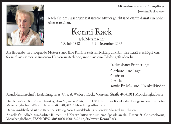 Traueranzeige von Konni Rack von trauer.panorama-anzeigenblatt.de