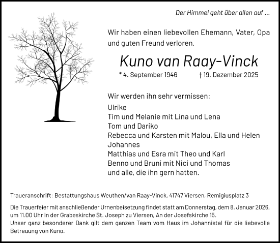Traueranzeige von Kuno van Raay-Vinck von trauer.panorama-anzeigenblatt.de