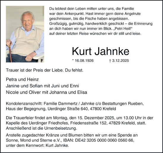 Traueranzeige von Kurt Jahnke von trauer.panorama-anzeigenblatt.de