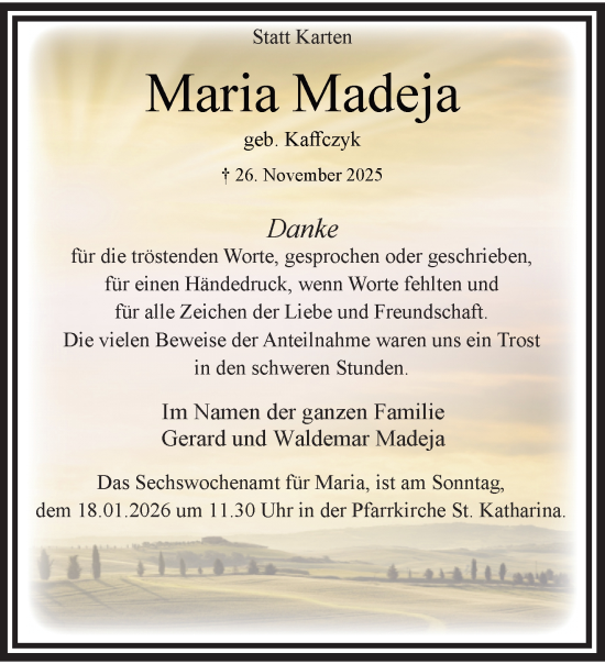 Traueranzeige von Maria Madeja von trauer.panorama-anzeigenblatt.de