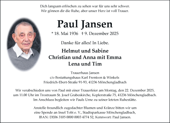 Traueranzeige von Paul Jansen von trauer.panorama-anzeigenblatt.de
