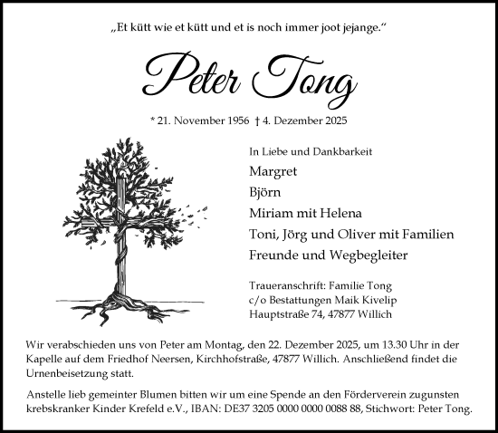 Traueranzeige von Peter Tong von trauer.panorama-anzeigenblatt.de