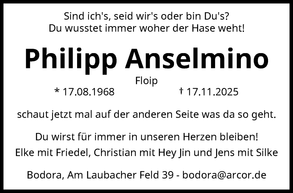  Traueranzeige für Philipp Anselmino vom 05.12.2025 aus trauer.panorama-anzeigenblatt.de