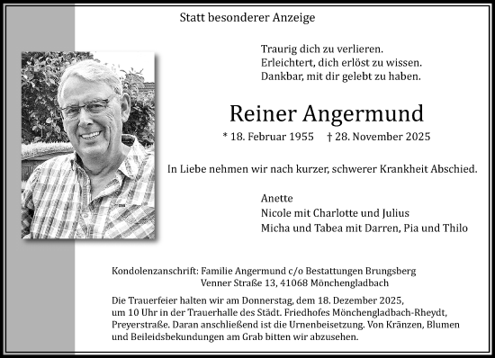 Traueranzeige von Reiner Angermund von trauer.panorama-anzeigenblatt.de