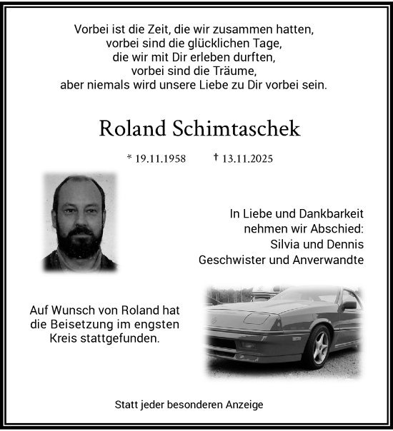 Traueranzeige von Roland Schimtaschek von trauer.panorama-anzeigenblatt.de